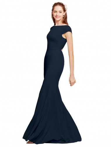 Best Stretch Crepe Boat Neck Sleeveless Open Back Long Formal Evening Dress Canada