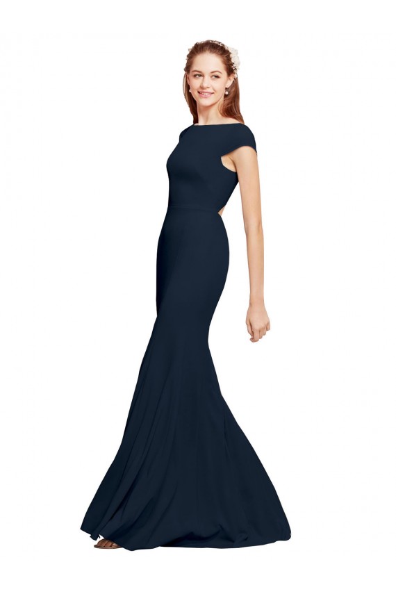 Best Stretch Crepe Boat Neck Sleeveless Open Back Long Formal Evening Dress Canada