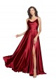 Best Silky Satin Spaghetti Straps Sleeveless Low Back Burgundy Long Black Tie Evening Dress Canada