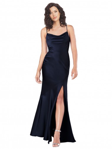 Best Silky Satin Cowl Neck Sleeveless Long Black Tie Evening Dress Canada