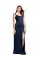 Best Stretch Satin Cowl Neck Sleeveless Low Back Dark Navy Long Formal Evening Dress Canada