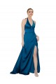 Best Silky Satin Halter Neck Sleeveless Open Back Long Formal Evening Gown Canada