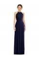 Best Soft Chiffon Halter Neck Sleeveless Open Back Dark Navy Long Semi Formal Evening Dress Canada