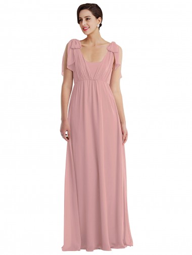Best Soft Chiffon Halter Neck Sleeveless Dusty Pink Long Semi Formal Evening Dress Canada