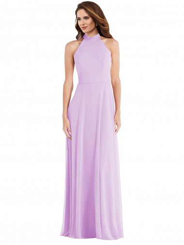 Best Soft Chiffon Halter Neck Sleeveless Low Back Long Semi Formal Evening Dress Canada