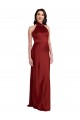 Best Stretch Satin Halter Neck Sleeveless Open Back Long Black Tie Evening Dress Canada