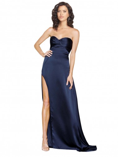 Best Silky Satin Sweetheart Sleeveless Low Back Long Formal Evening Dress Canada