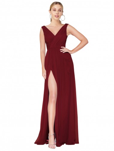 Best Soft Chiffon V-Neck Sleeveless V-Back Long Black Tie Evening Gowns Canada