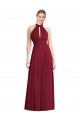 Best Soft Chiffon Halter Neck Sleeveless Open Back Burgundy Long Semi Formal Evening Dress Canada