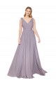 Best Soft Chiffon V-Neck Sleeveless V-Back Dusty Rose Long Formal Evening Dress Canada