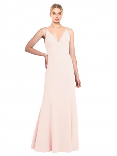 Best Stretch Crepe V-Neck Sleeveless V-Back Long Formal Evening Dress Canada