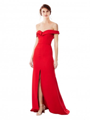 Best Stretch Crepe Off the Shoulder Sleeveless Long Evening Dress Canada