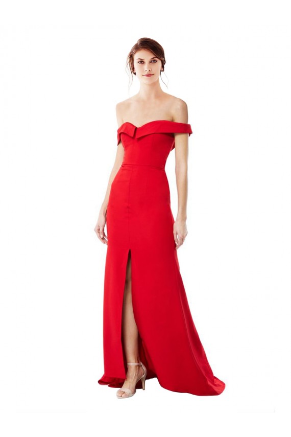 Best Stretch Crepe Off the Shoulder Sleeveless Long Evening Dress Canada