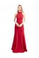 Best Stretch Crepe Halter Neck Sleeveless Open Back Long Formal Evening Dress Canada