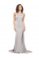 Best Stretch Satin High Neck Sleeveless Low Back Sweep Train Formal Evening Dress Canada