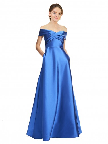 Best Satin Off the Shoulder Sleeveless Long Black Tie Evening Dress Canada