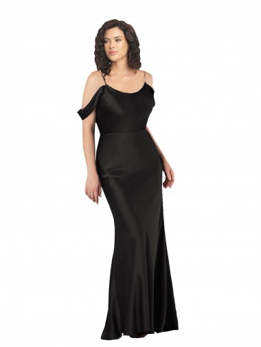 Best Silky Satin Off the Shoulder Sleeveless Low Back Long Formal Dress Canada