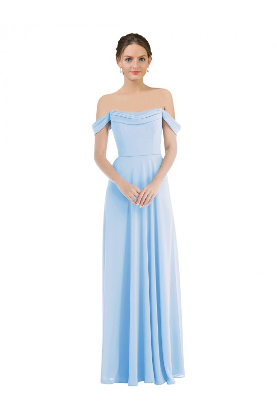 Best Soft Chiffon Off the Shoulder Sleeveless Long Formal Evening Dress Canada