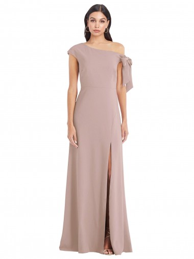 Best Stretch Crepe Off the Shoulder Sleeveless Dusty Pink Long Formal Evening Dress Canada