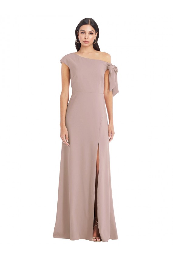 Best Stretch Crepe Off the Shoulder Sleeveless Dusty Pink Long Formal Evening Dress Canada