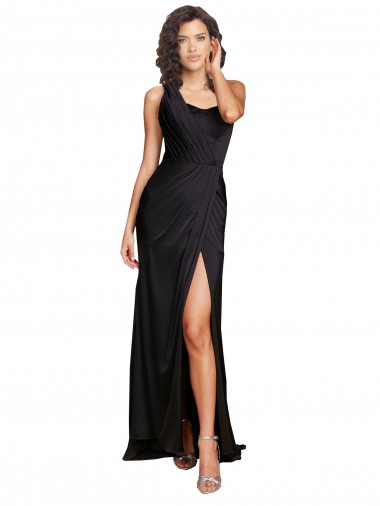 Best Silky Satin One Shoulder Sleeveless Long Evening Dress Canada