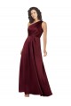 Best Silky Satin One Shoulder Sleeveless Burgundy Long Formal Evening Dress Canada