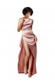 Best Silky Satin One Shoulder Sleeveless Open Back Long Formal Evening Dress Canada