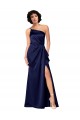 Best Silky Satin One Shoulder Sleeveless Sapphire Long Black Tie Evening Dress Canada