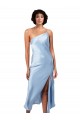 Best Silky Satin One Shoulder Sleeveless Midi Length Formal Evening Dress Canada