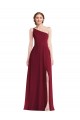 Best Soft Chiffon One Shoulder Sleeveless Burgundy Long Semi Formal Evening Dress Canada