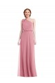 Best Soft Chiffon One Shoulder Sleeveless Skin Pink Long Semi Formal Evening Dress Canada