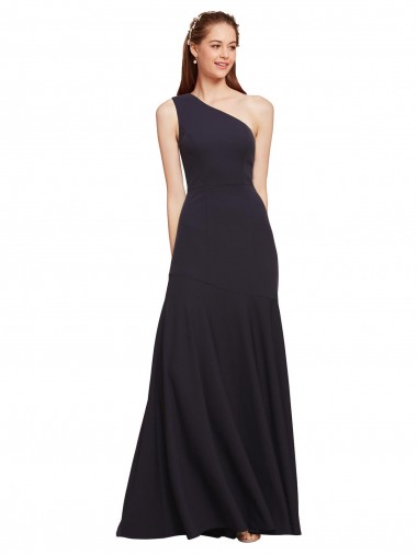 Best Stretch Crepe One Shoulder Sleeveless A-Line Long Formal Evening Dress Canada
