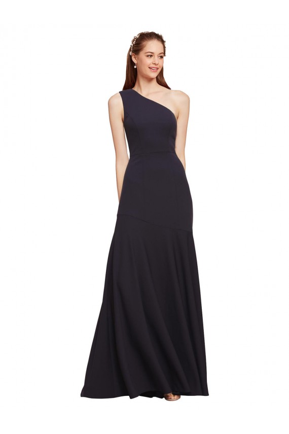 Best Stretch Crepe One Shoulder Sleeveless A-Line Long Formal Evening Dress Canada