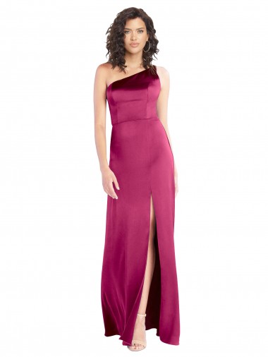 Best Stretch Satin One Shoulder Sleeveless Open Back Long Formal Evening Dress Canada