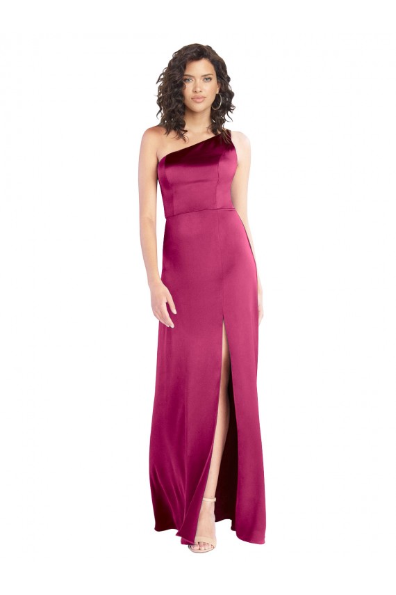 Best Stretch Satin One Shoulder Sleeveless Open Back Long Formal Evening Dress Canada