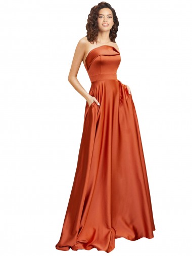 Best Silky Satin Round Neck Sleeveless Low Back Sweep Train Formal Evening Dress Canada