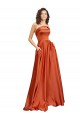 Best Silky Satin Round Neck Sleeveless Low Back Sweep Train Formal Evening Dress Canada