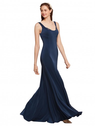 Best Stretch Crepe Round Neck Sleeveless Low Back Long Evening Dress Canada