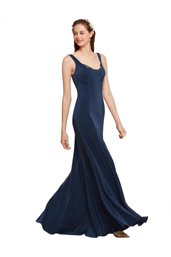 Best Stretch Crepe Round Neck Sleeveless Low Back Long Evening Dress Canada