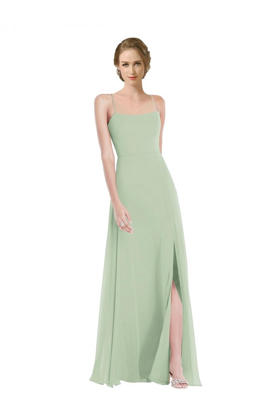 Best Soft Chiffon Scoop Neck Sleeveless Open Back Long Semi Formal Evening Dress Canada