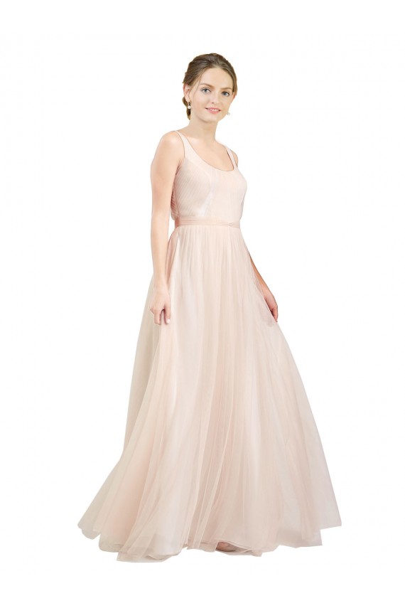 Best Tulle Scoop Neck Sleeveless Open Back Long Semi Formal Evening Dress Canada