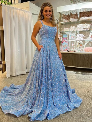 Best Velvet Sequin Scoop Neck Sleeveless Court Train Evening Dress Canada