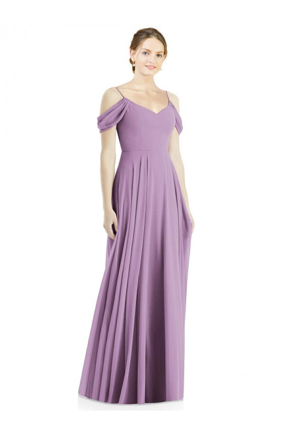 Best Soft Chiffon Off the Shoulder Sleeveless Low Back Long Semi Formal Evening Dress Canada
