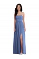 Best Soft Chiffon Spaghetti Straps Sleeveless Low Back Windsor Blue Long Semi Formal Evening Dress Canada