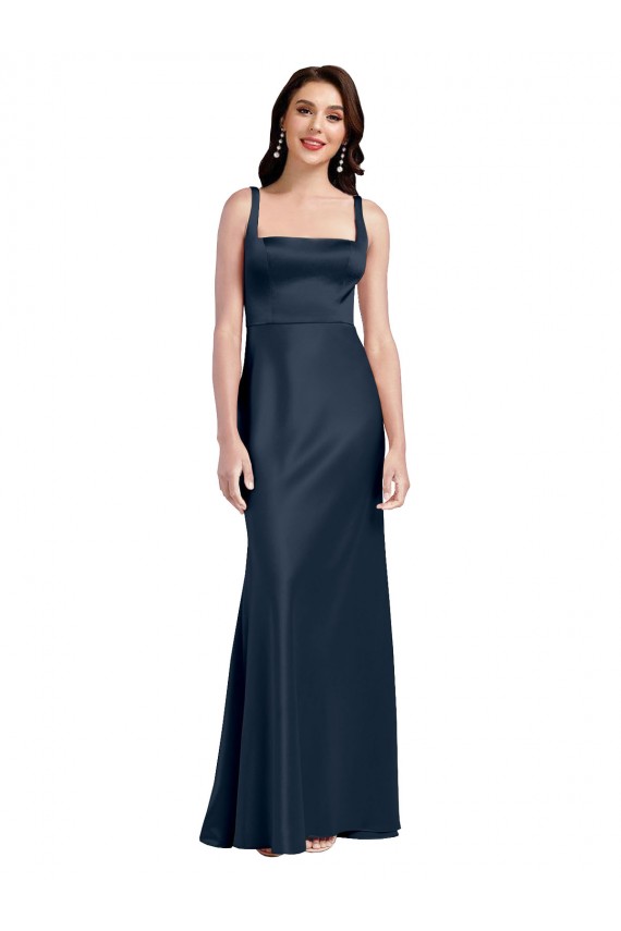 Best Stretch Satin Square Neck Sleeveless Low Back Long Formal Evening Dress Canada
