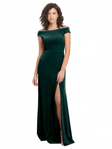 Best Stretch Velvet Square Neck Cap Sleeves Long Formal Evening Dress Canada
