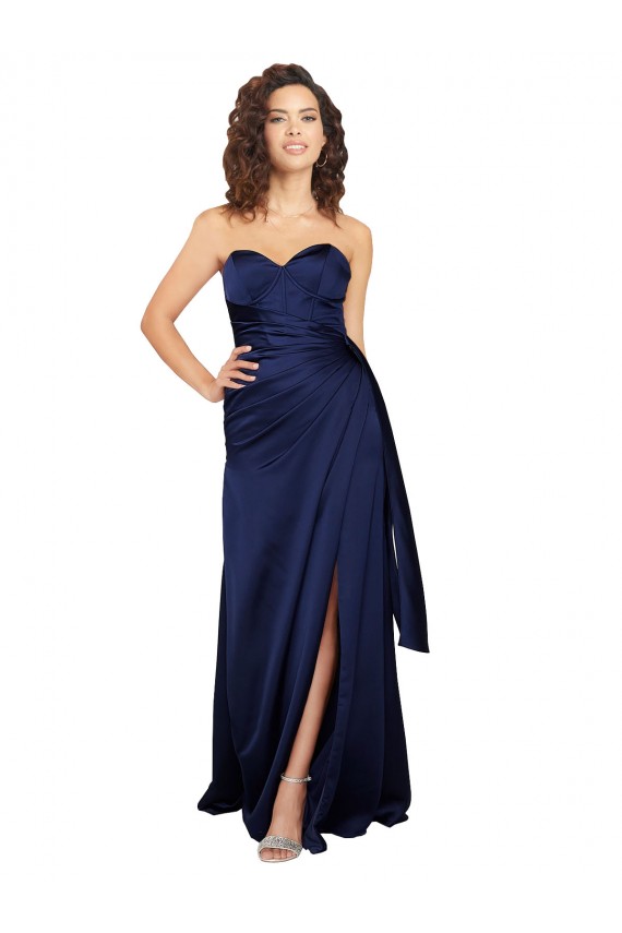 Best Silky Satin Sweetheart Sleeveless Long Formal Evening Dress Canada