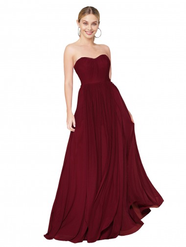 Best Soft Chiffon Sweetheart Sleeveless Long Formal Evening Gowns Canada