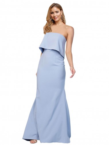 Best Stretch Crepe Strapless Sleeveless Low Back Light Sky Blue Long Formal Dress Canada