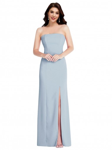 Best Stretch Crepe Strapless Sleeveless Low Back Light Sky Blue Long Formal Evening Dress Canada